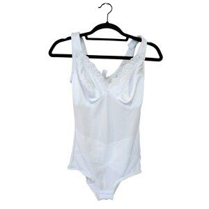 Vintage Instant Shaping White Lace Trim Body Shaper 36D